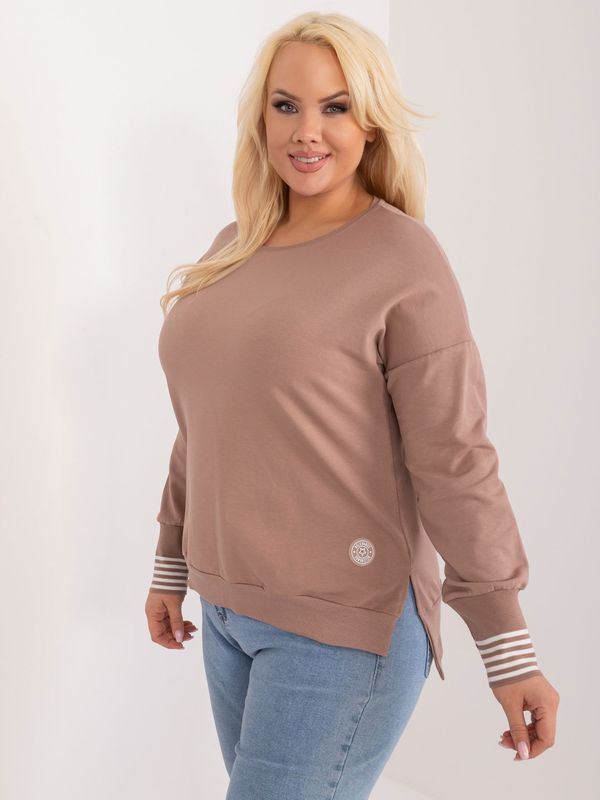 Fashionhunters Dark beige oversized blouse with slits