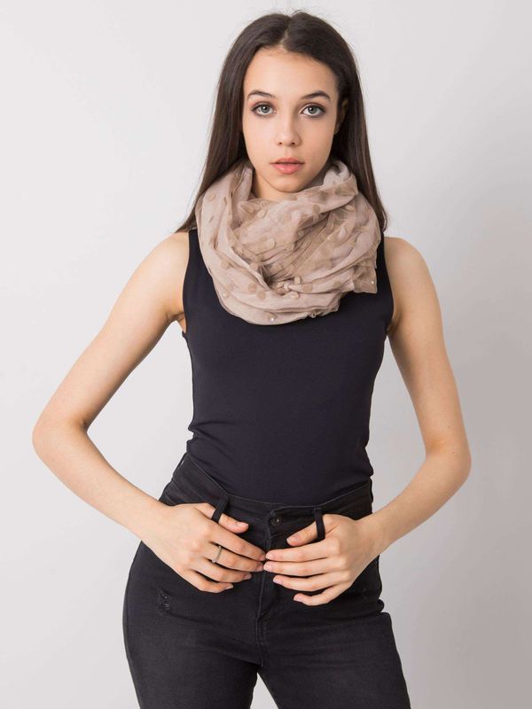 Fashionhunters Dark beige polka dot scarf with application