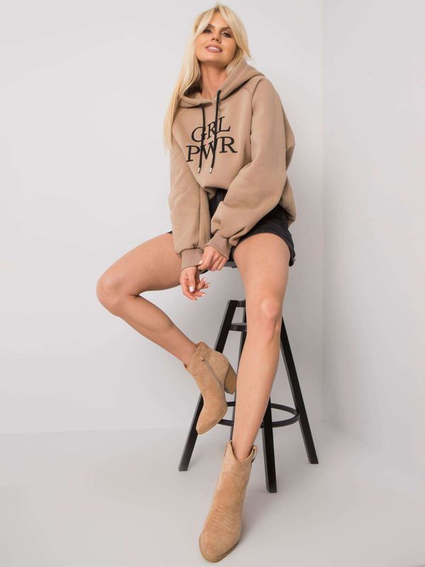 Fashionhunters Dark beige quilted sweatshirt