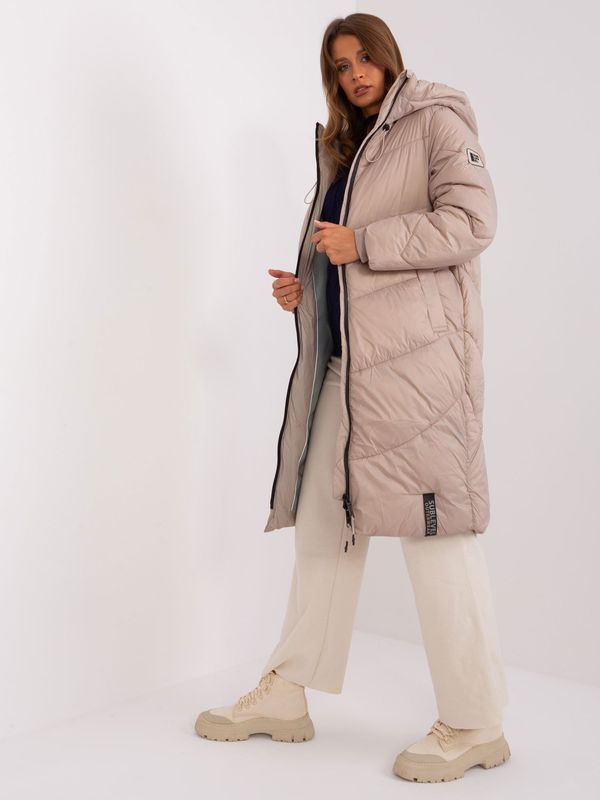 Fashionhunters Dark beige winter jacket with hood SUBLEVEL