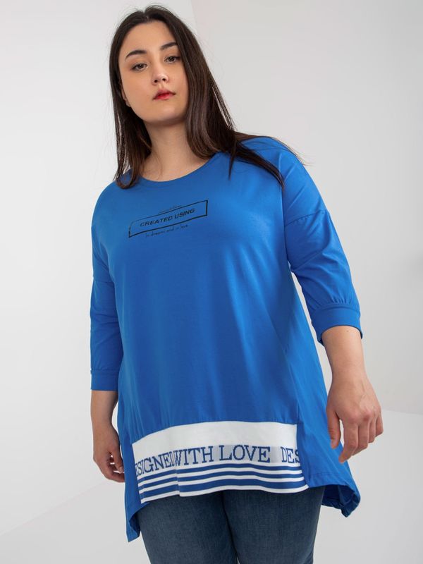 Fashionhunters Dark blue asymmetrical plus size tunic