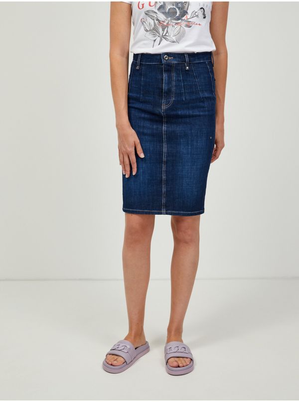 Guess Dark Blue Denim Skirt Guess - Women