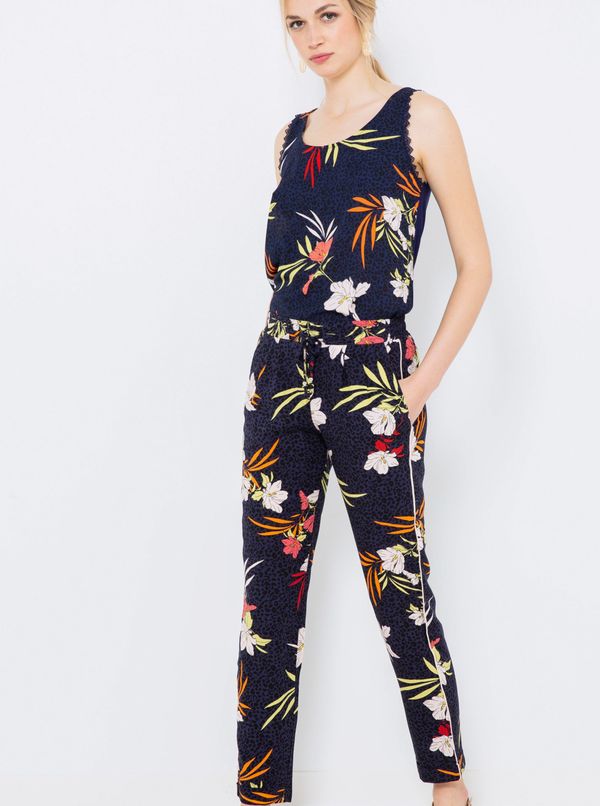 CAMAIEU Dark blue floral trousers CAMAIEU - Women