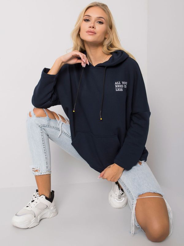 Fashionhunters Dark blue kangaroo sweatshirt