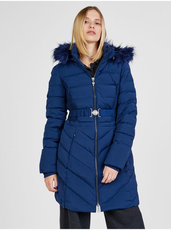 Guess Dark Blue Ladies Quilted Coat Guess - Women