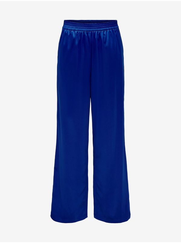 Only Dark blue ladies satin wide trousers ONLY Victoria - Women