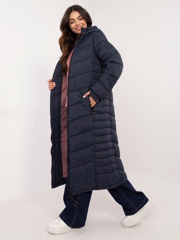 Sublevel Dark blue long winter jacket with SUBLEVEL stitching