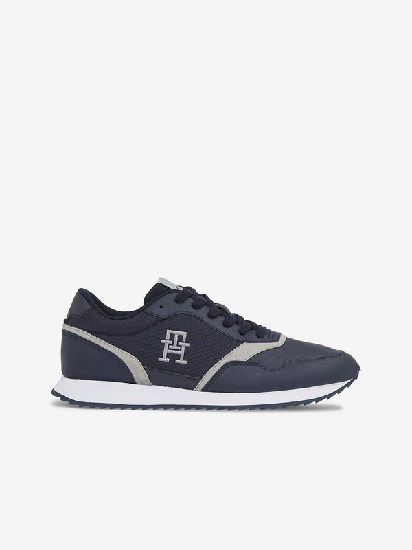 Tommy Hilfiger Dark blue men's leather sneakers Tommy Hilfiger Runner Evo Mix