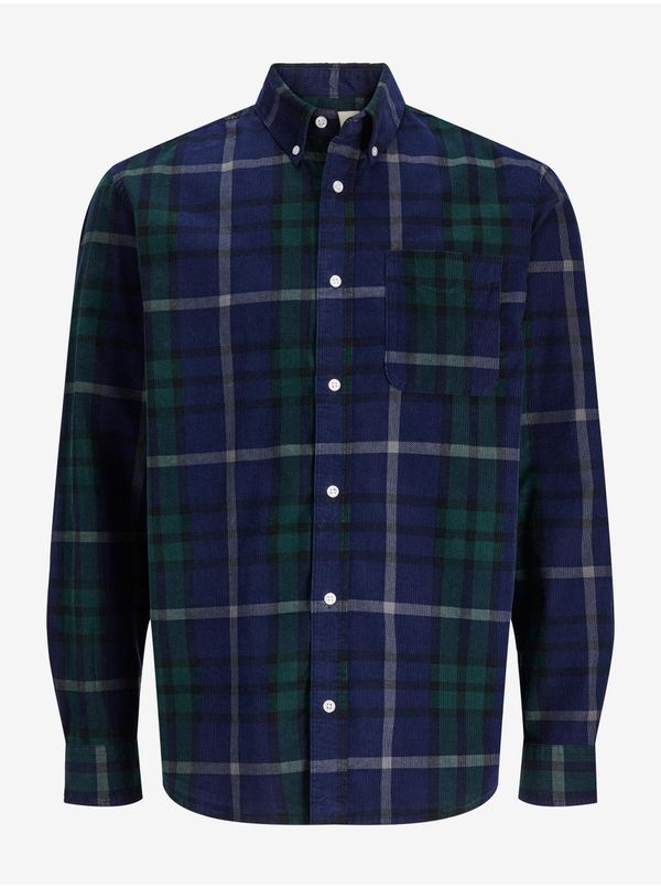 Jack & Jones Dark Blue Men's Plaid Shirt Jack & Jones Brook - Men's