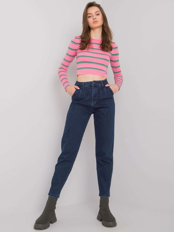 Fashionhunters Dark blue mom jeans for women