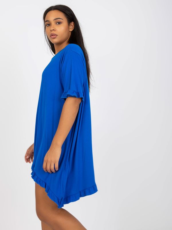 Fashionhunters Dark blue oversized ruffle minidress