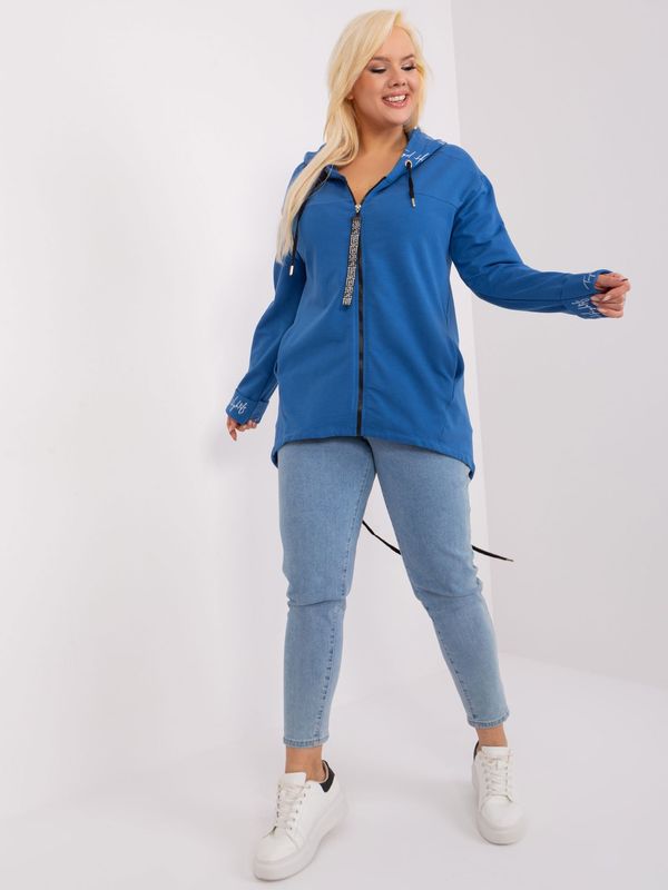Fashionhunters Dark blue plus size hoodie