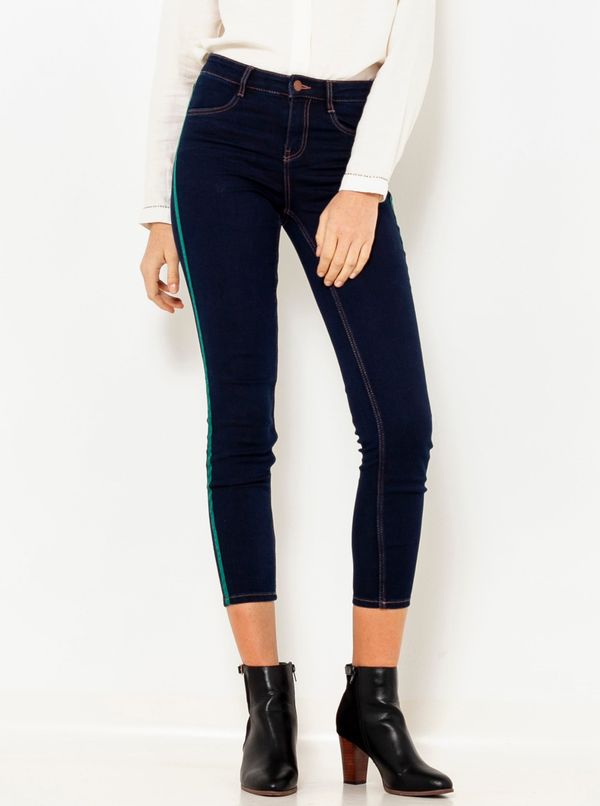 CAMAIEU Dark blue shortened skinny fit jeans with lampasem CAMAIEU - Women