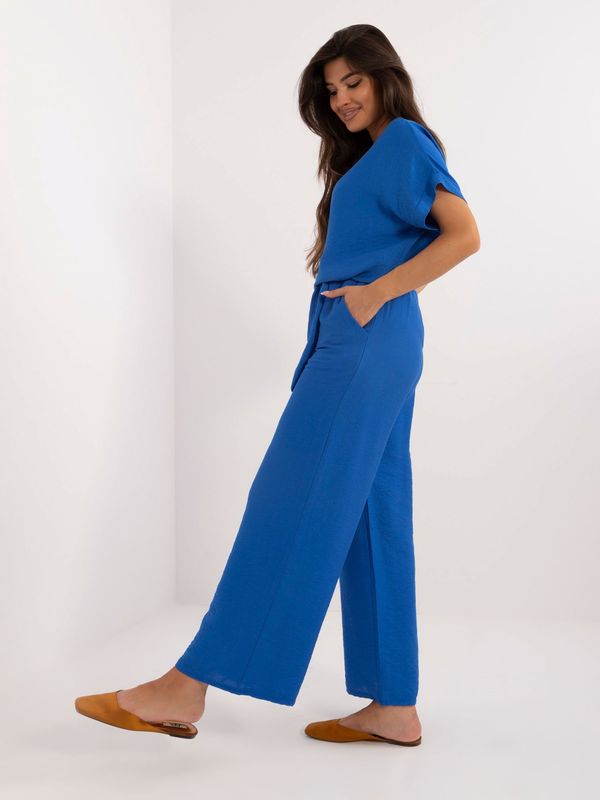 Fashionhunters Dark blue two-piece summer set