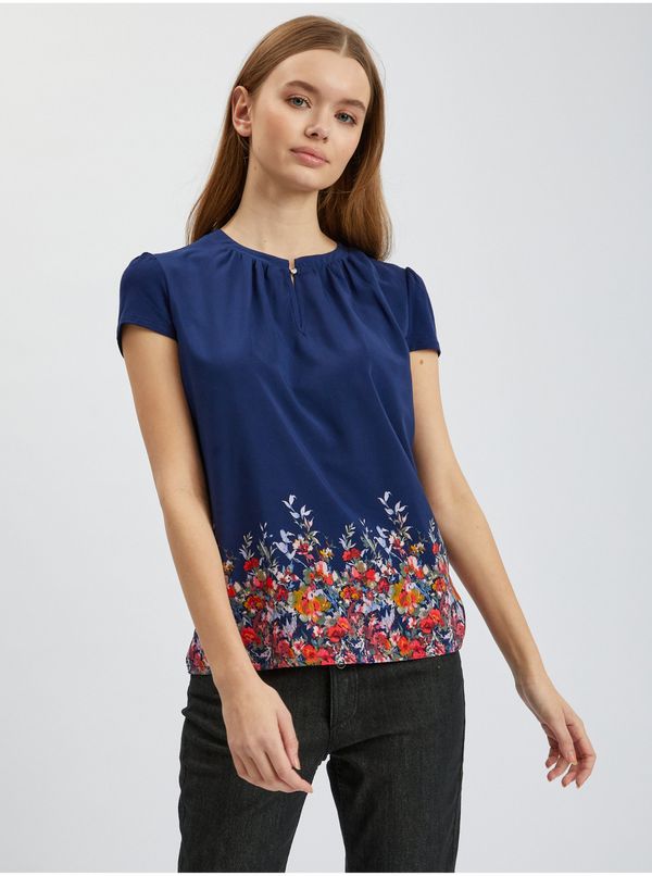 Orsay Dark blue women's floral blouse ORSAY