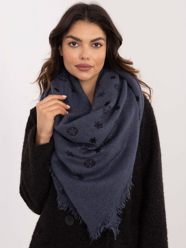 Fashionhunters Dark blue women's scarf with print