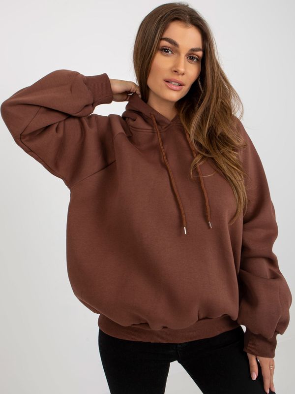 Fashionhunters Dark brown basic oversized hoodie