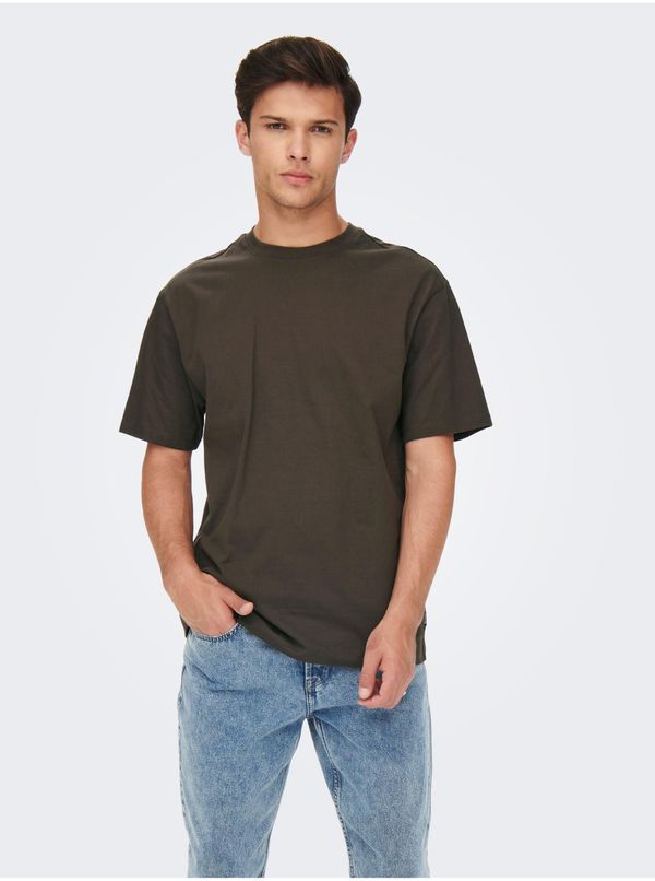 Only Dark brown basic T-shirt ONLY & SONS Fred - Men