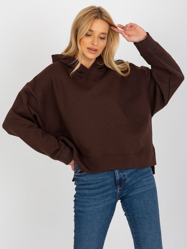 Fashionhunters Dark brown hoodie with loose fit from MAYFLIES