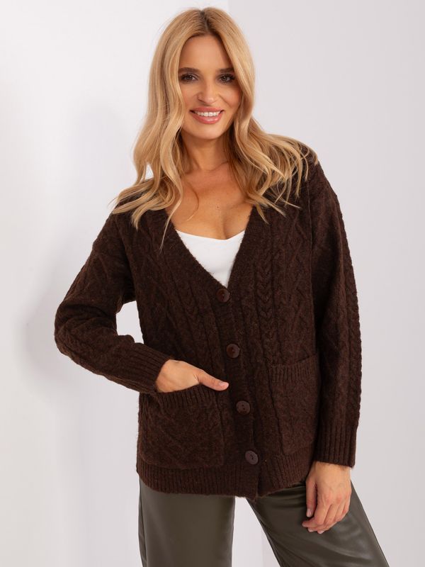 Fashionhunters Dark brown knitted cardigan