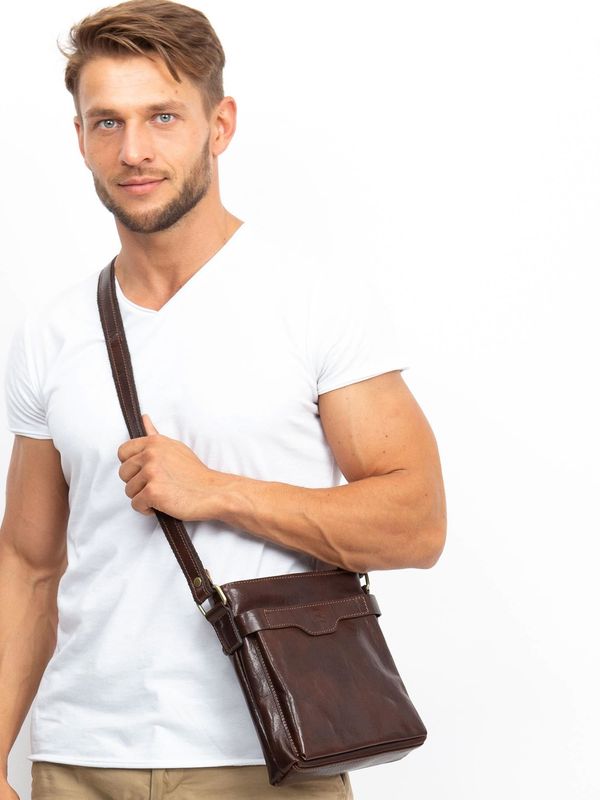 Fashionhunters Dark brown leather men's bag