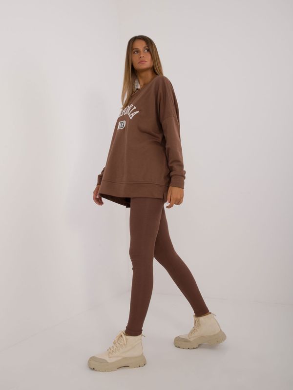 Fashionhunters Dark brown tracksuit with patches