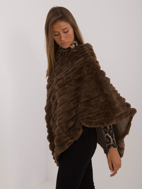 Fashionhunters Dark brown warm eco-fur poncho