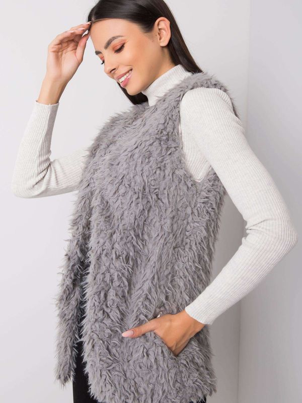 Fashionhunters Dark gray fur vest