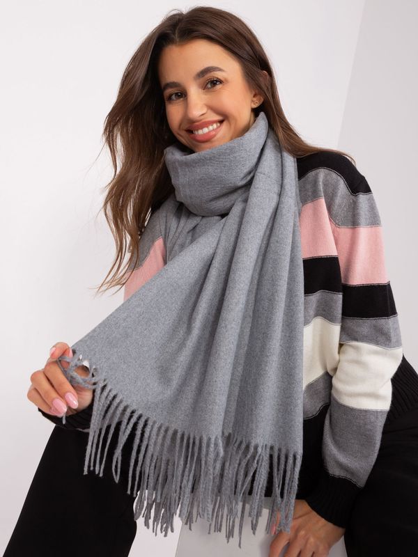 Fashionhunters Dark gray monochrome women's scarf