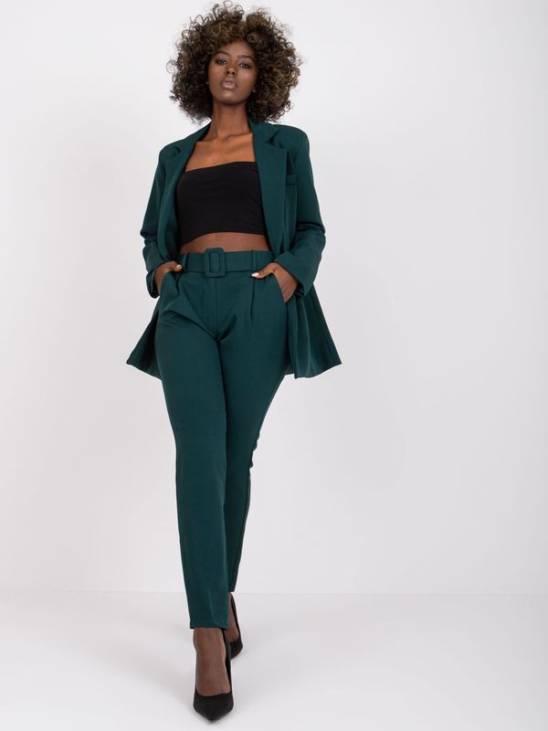 Fashionhunters Dark green classic Giulia high-waisted trousers