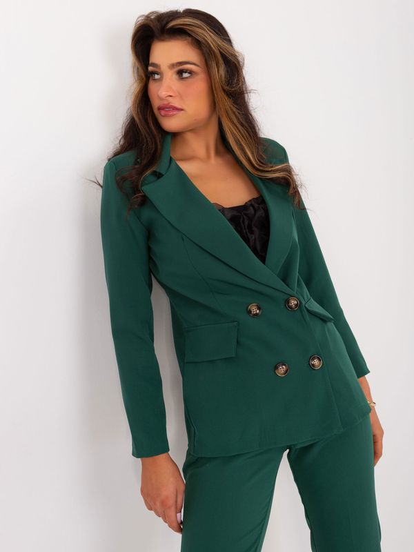Fashionhunters Dark green elegant set with blazer