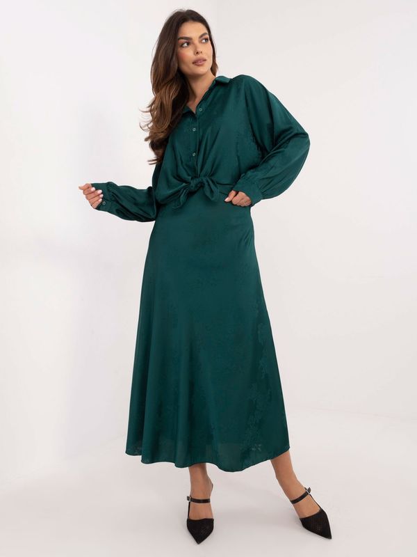 Fashionhunters Dark green midi skirt