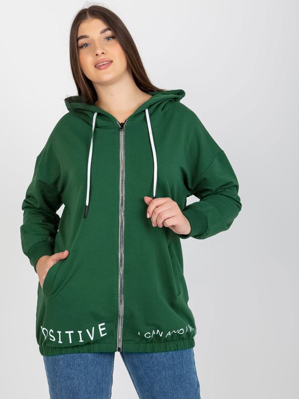 Fashionhunters Dark green plua-zip hoodie