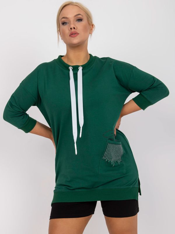 Fashionhunters Dark green plus size sweatshirt for casual wear Sylviane