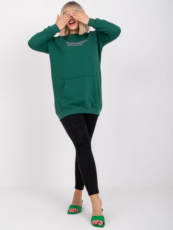 Fashionhunters Dark green plus size sweatshirt with long sleeves Desiree