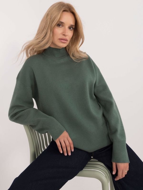 Sublevel Dark green smooth women's turtleneck sweater SUBLEVEL