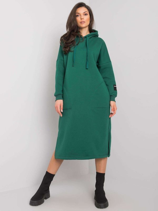 Fashionhunters Dark green sweatshirt dress with pockets by Sheffield RUE PARIS