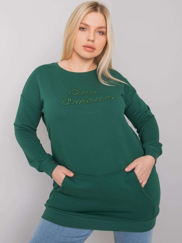 Fashionhunters Dark green sweatshirt plus sizes