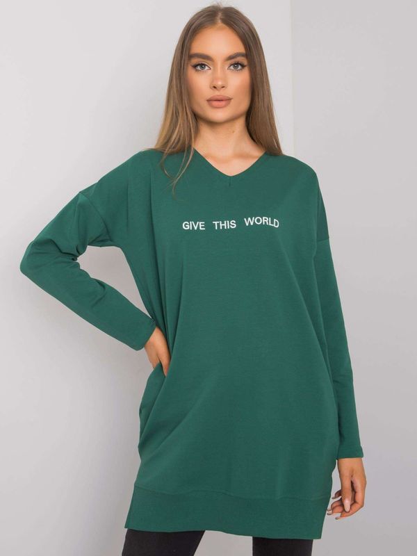 Fashionhunters Dark green tunic with inscription Halifax RUE PARIS