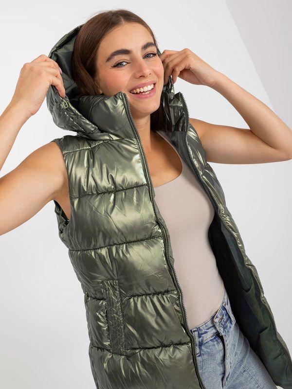 Fashionhunters Dark green winter quilted vest