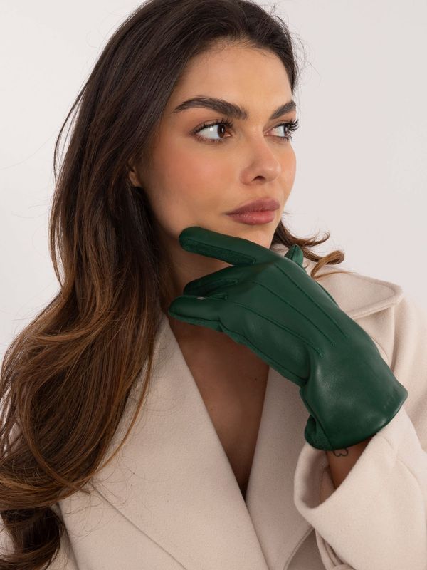 Fashionhunters Dark green women's gloves