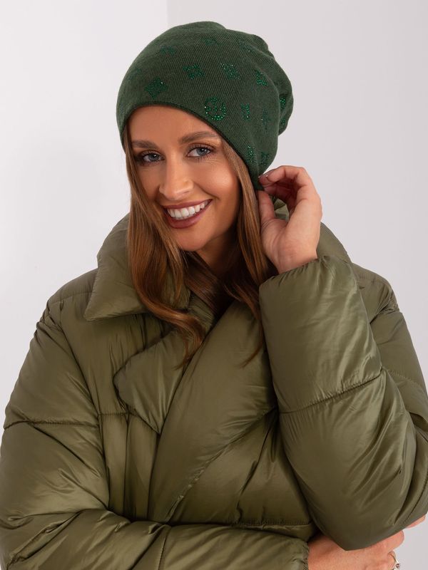Fashionhunters Dark green women's knitted beanie