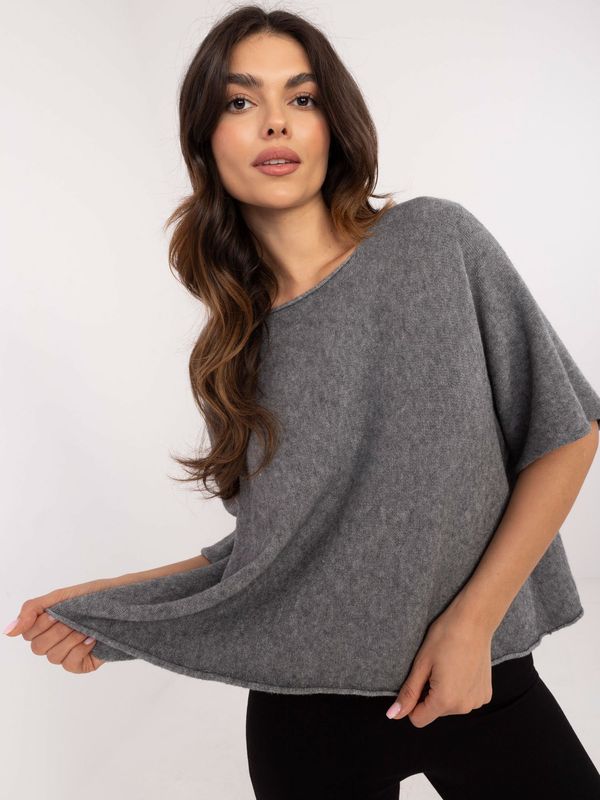 Fashionhunters Dark grey basic sweater of oversize cut