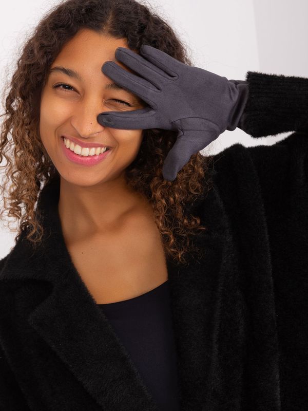 Fashionhunters Dark grey gloves with touch function