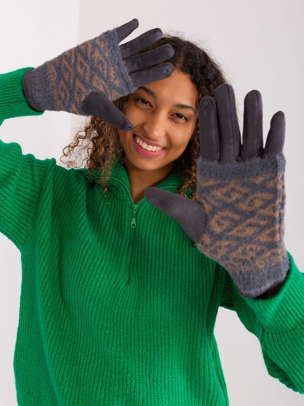 Fashionhunters Dark grey gloves with touch function