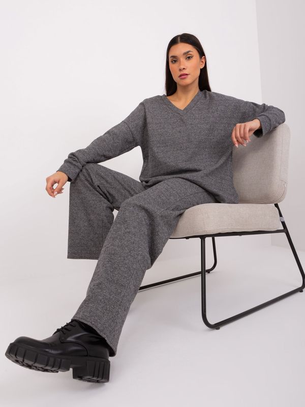 Fashionhunters Dark grey melange casual set