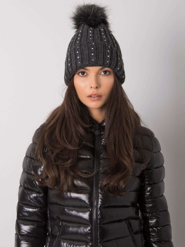 Fashionhunters Dark grey padded hat with patches