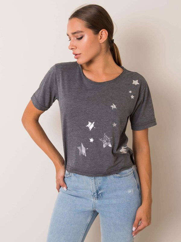 Fashionhunters Dark grey T-shirt Star FOR FITNESS