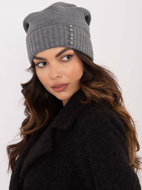 Fashionhunters Dark grey winter hat with ribbing RUE PARIS