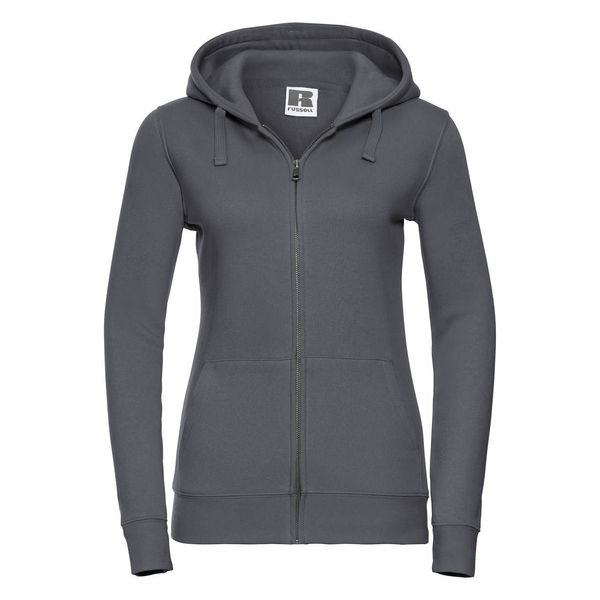 RUSSELL Dark grey women's hoodie with Authentic Russell zipper